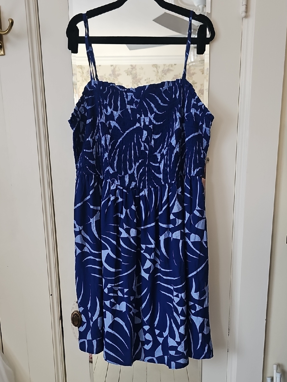 Blue Printed Midi Dress - Lightweight Summer Style - Knee Length 2X